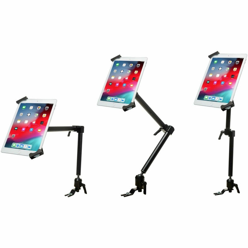 Three different mounting positions demonstrating flexibility of tablet mount