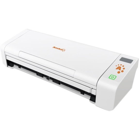 Front view of Ambir nScan 700gt document scanner in white with LED display and control panel-alternate-image1