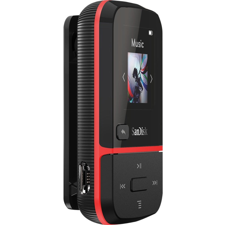 SanDisk SDMX30-032G-G46R Clip Sport Go 32GB Flash MP3 Player, Red, FM Tuner, Voice Recorder
