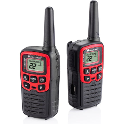 Pair of Midland T31VP walkie talkies showing matching design and features-alternate-image7