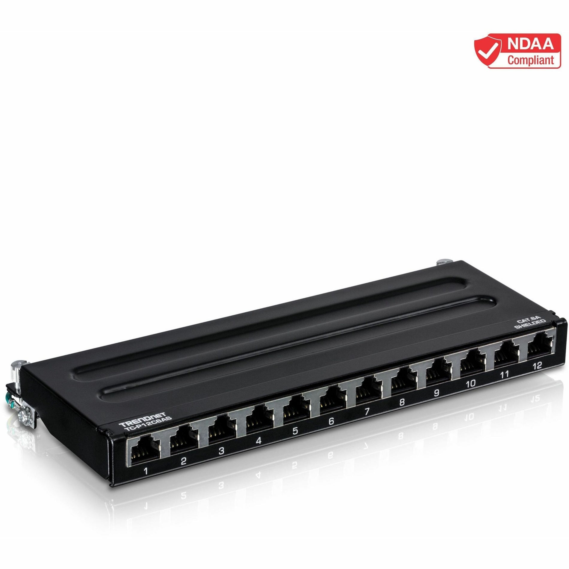 CAT 6a shielded patch panel, 12 port