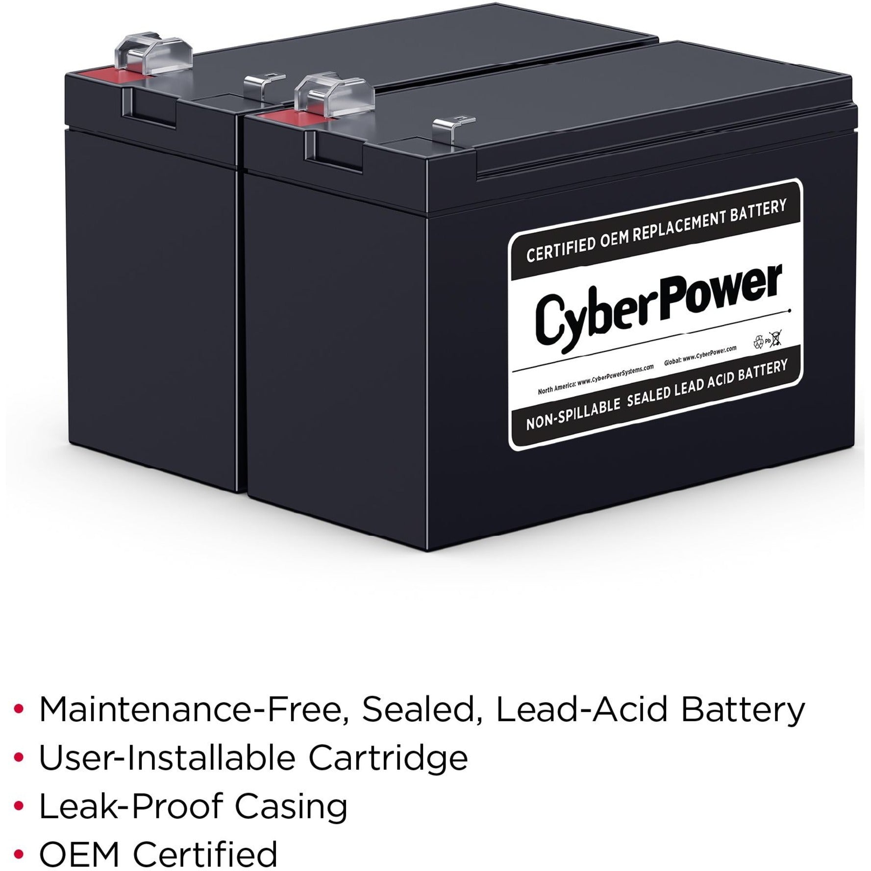 CyberPower RB1270X2C Replacement Battery Kit, 18 Month Warranty, 7000mAh, Lead Acid