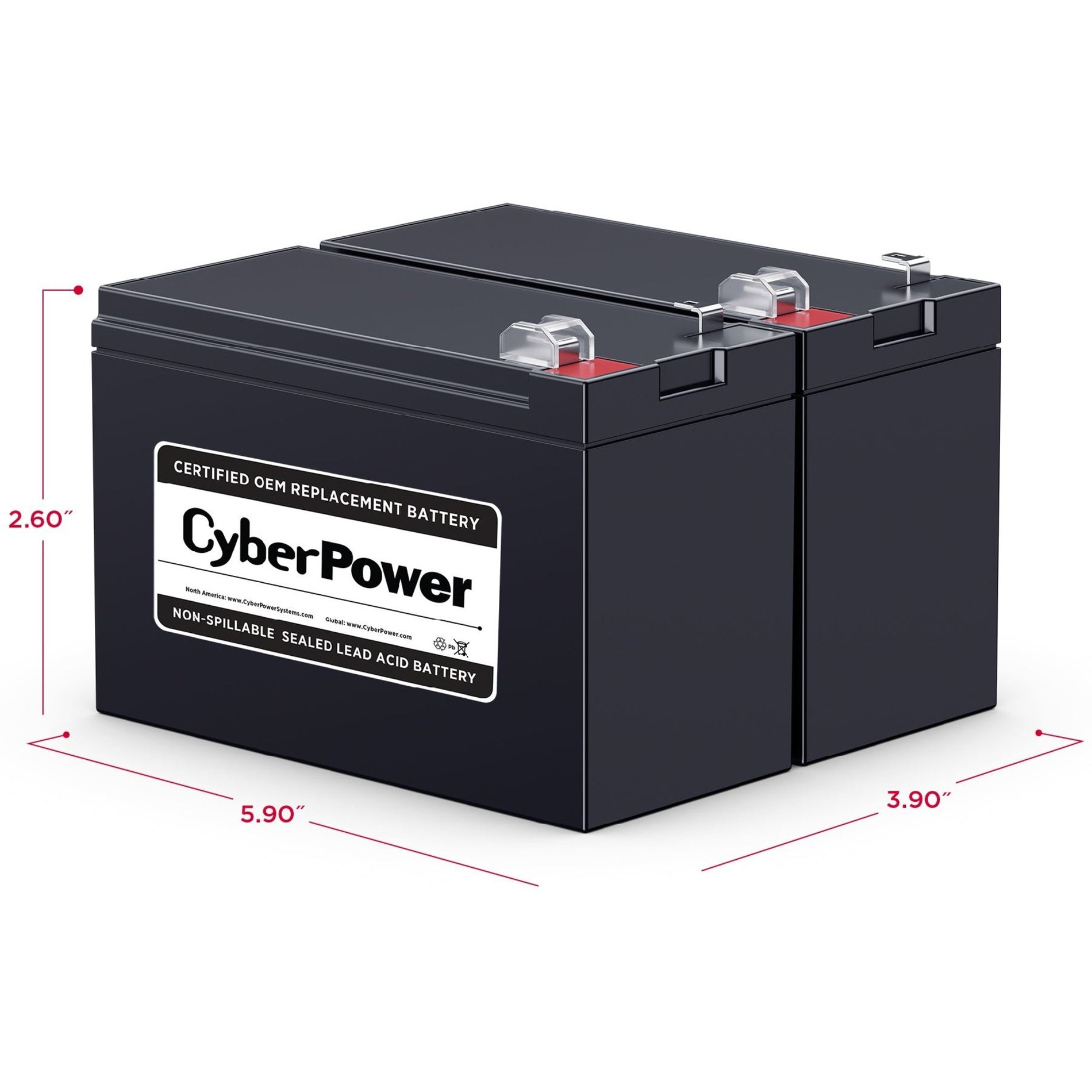 Dimensional view of CyberPower RB1270X2C batteries with measurements-alternate-image5