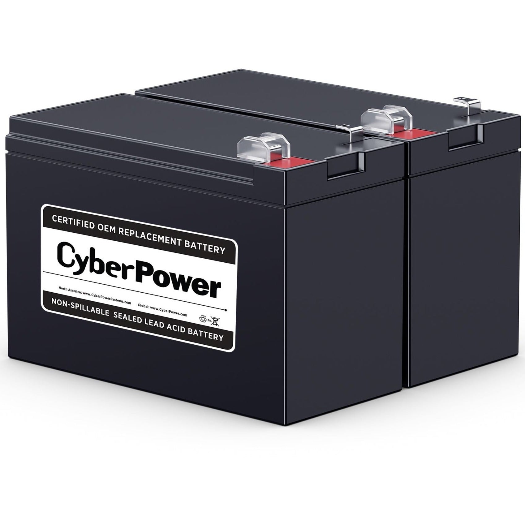 Angled view of CyberPower battery kit highlighting safety features and labeling-alternate-image3