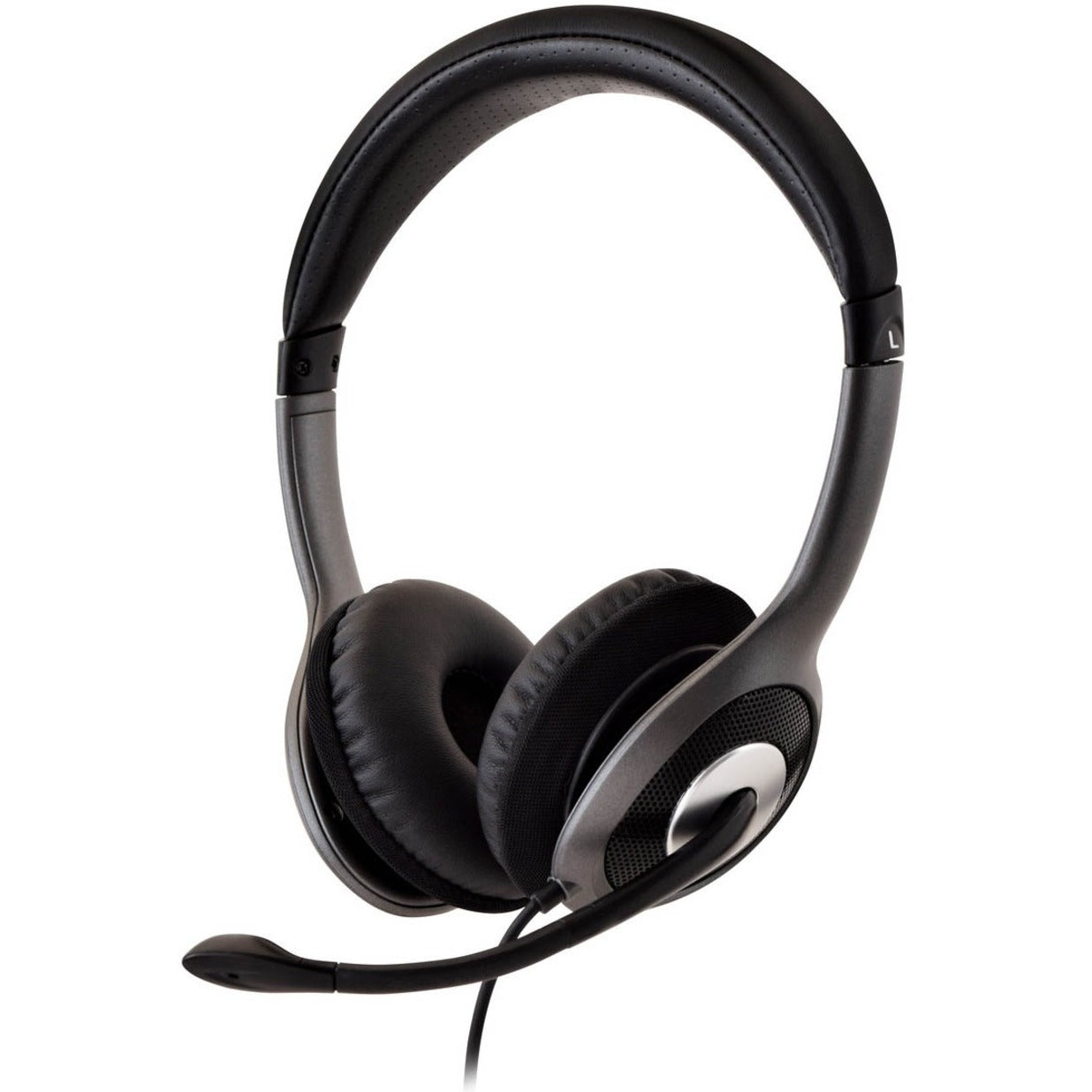 V7 Deluxe USB Stereo Headset, Over-the-head Noise Cancelling Headphones with Microphone, Omni-directional, Memory Foam Ear Pads, In-line Controls, Gray/Black - HU521-2NP (2 Year Warranty)