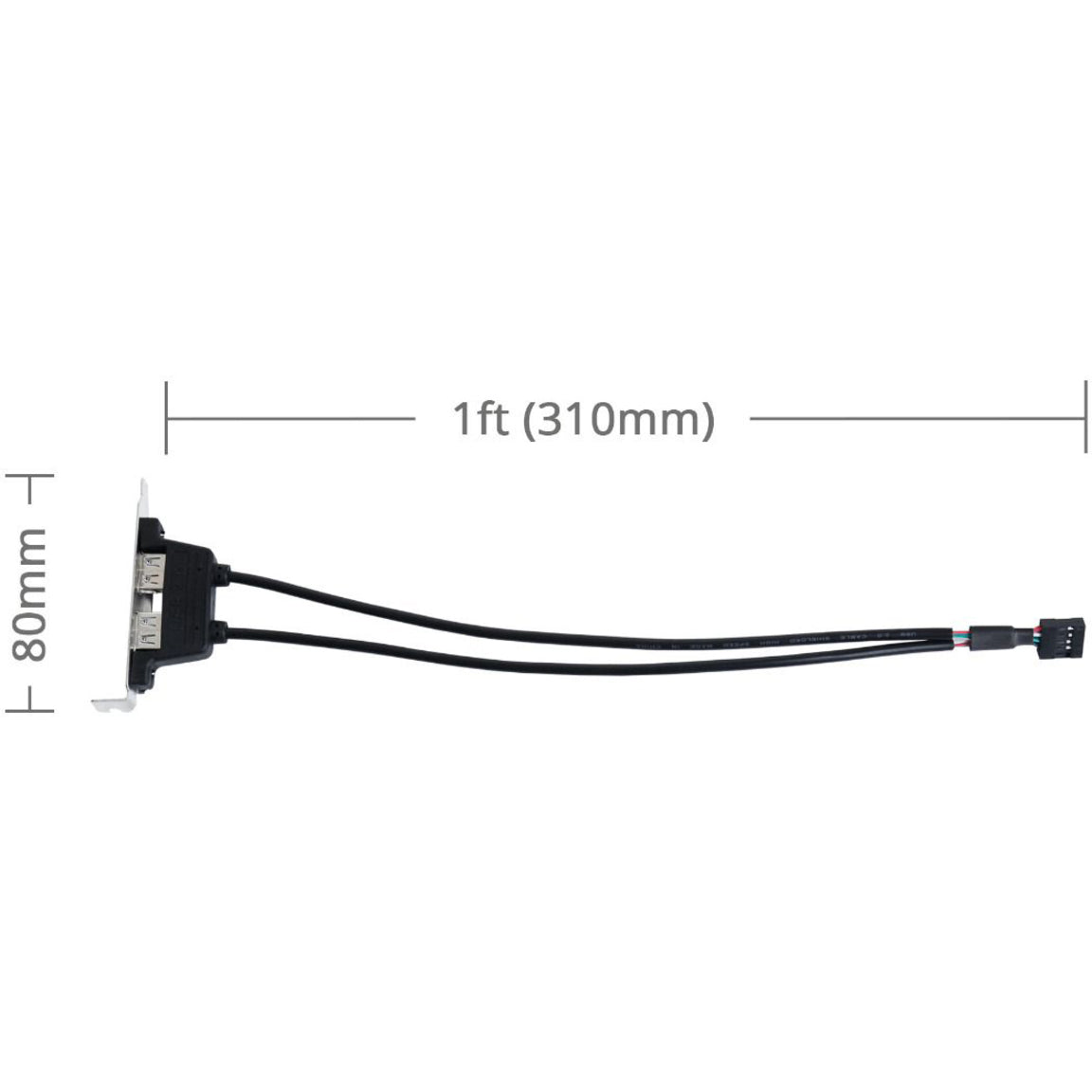 SIIG CB-US0S11-S1 2-Port USB 2.0 Low Profile Extension Bracket, Data Transfer Cable