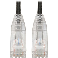 Tripp Lite N201-S8N-BK 캣6 UTP 패치 케이블 (RJ45) - M/M 기가비트 스내글레스 성형 슬림 블랙 8인치