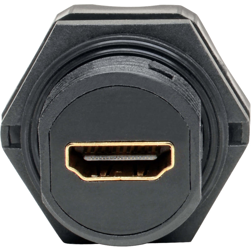 Detailed view of gold-plated HDMI 2.0 female port