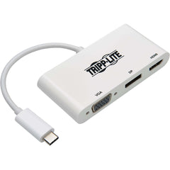 Tripp Lite U444-06N-HVDPW USB-C マルチポートアダプター - HDMI/DisplayPort/VGA、ホワイト、3年保証   ブランド名: Tripp Lite を翻訳すると、トリップ ライトになります。