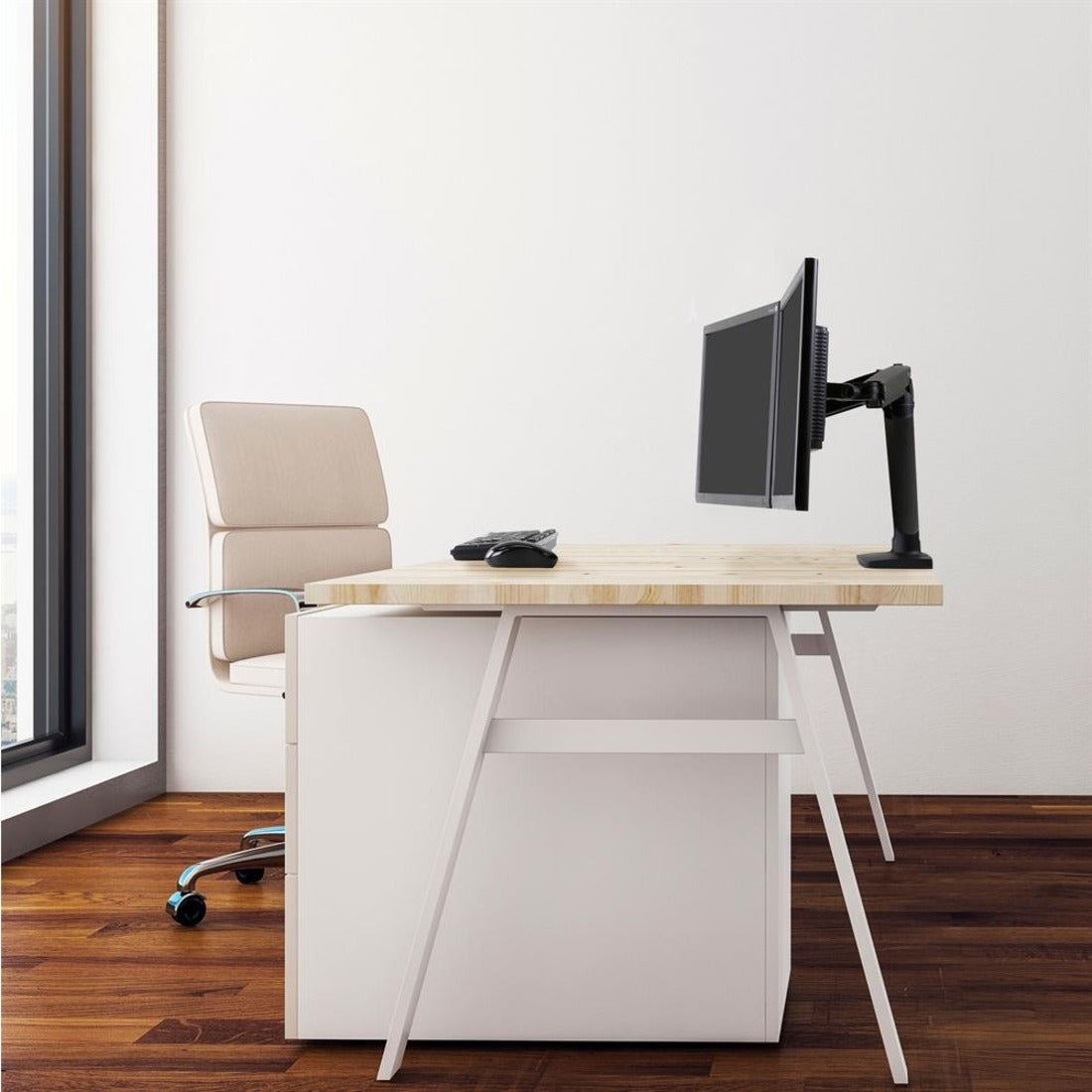 Ergotron 45-496-224 MXV Desk Dual Monitor Arm (matte black), Lightweight, Cable Management, Tilt, Pan, Rotate, Compact, Slip Resistant, Ergonomic, Adjustable, Extendable