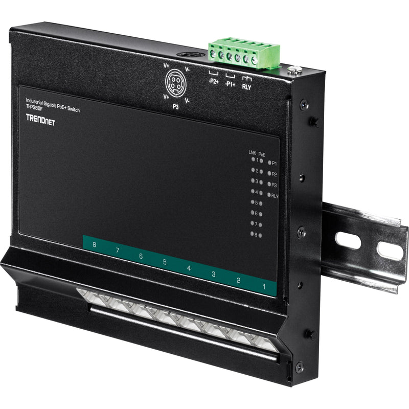 TRENDnet switch mounted on DIN-rail