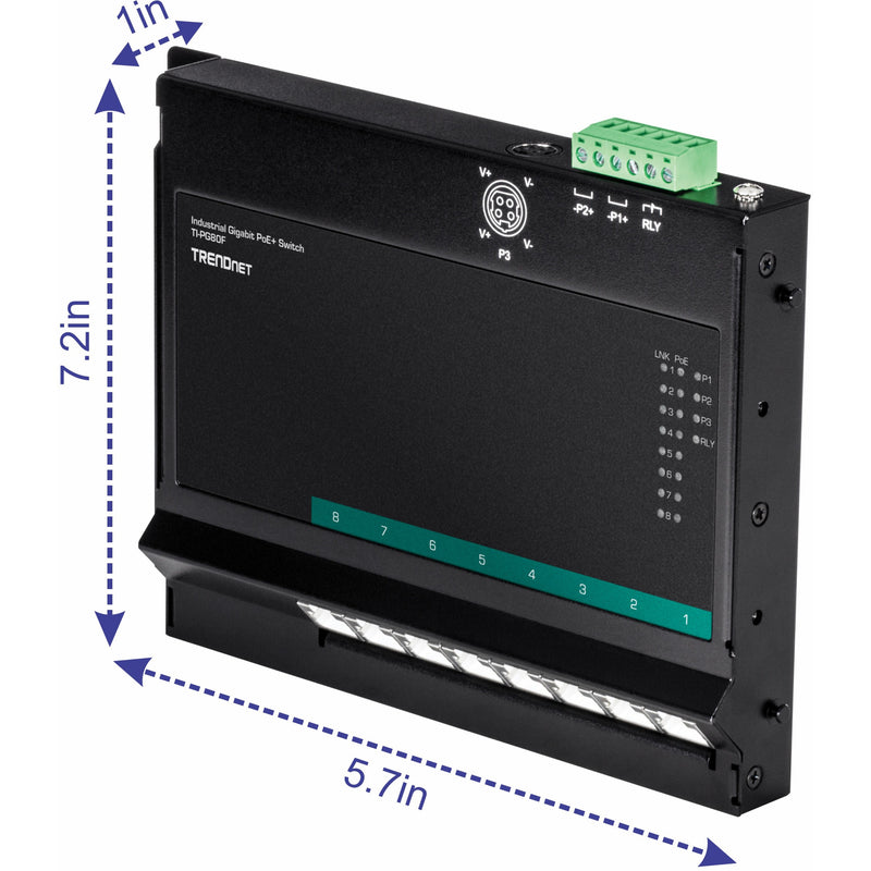 Dimensional view of TRENDnet switch