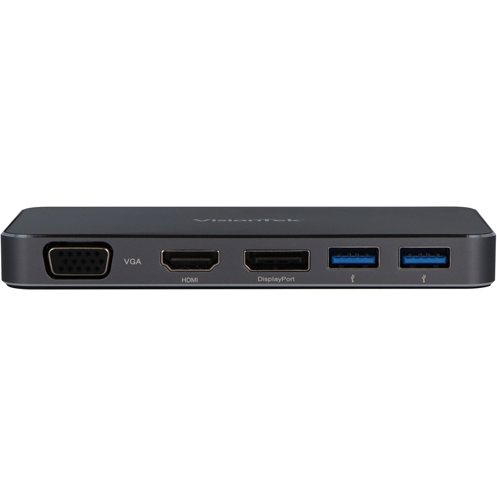 VisionTek 901226 VT200 Dual Display USB-C Docking Station With Power Passthrough, VGA, HDMI, DisplayPort, USB 3.0 Ports