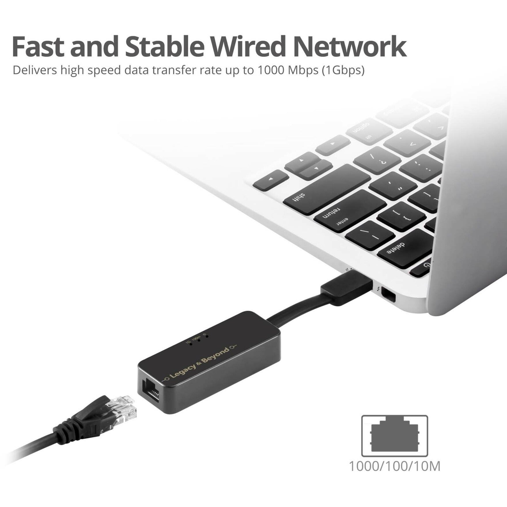 SIIG ethernet adapter connected to laptop showing high-speed network capability-alternate-image5