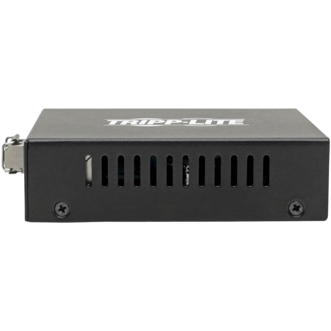 Side view of Tripp Lite media converter showing ventilation design and metal housing-alternate-image4