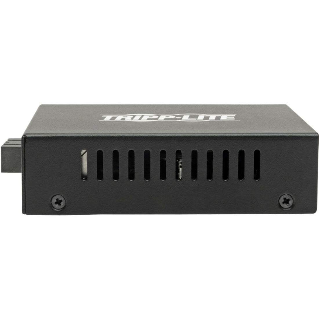 Side view of Tripp Lite media converter showing ventilation design and compact housing-alternate-image4