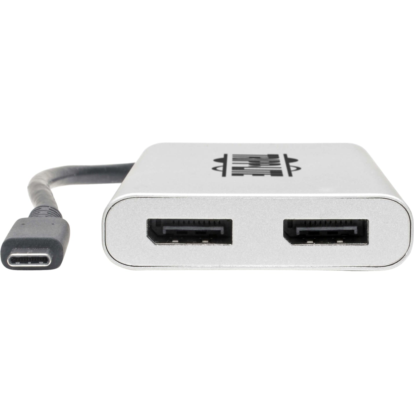 Close-up view of dual DisplayPort ports on Tripp Lite MTB3-002-DP adapter-alternate-image2