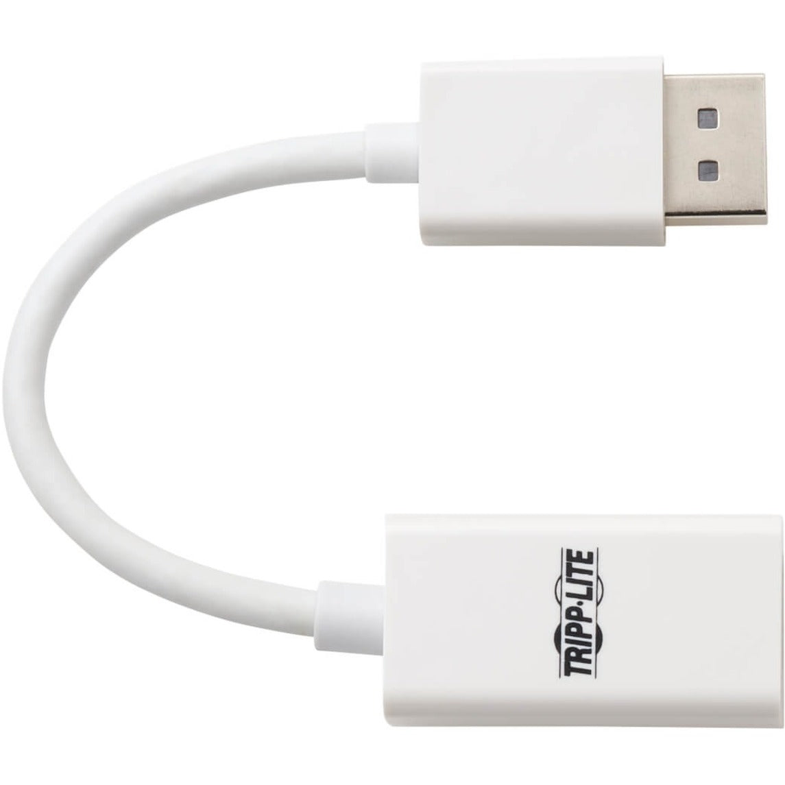 Curved view of white DisplayPort adapter showing cable flexibility-alternate-image8