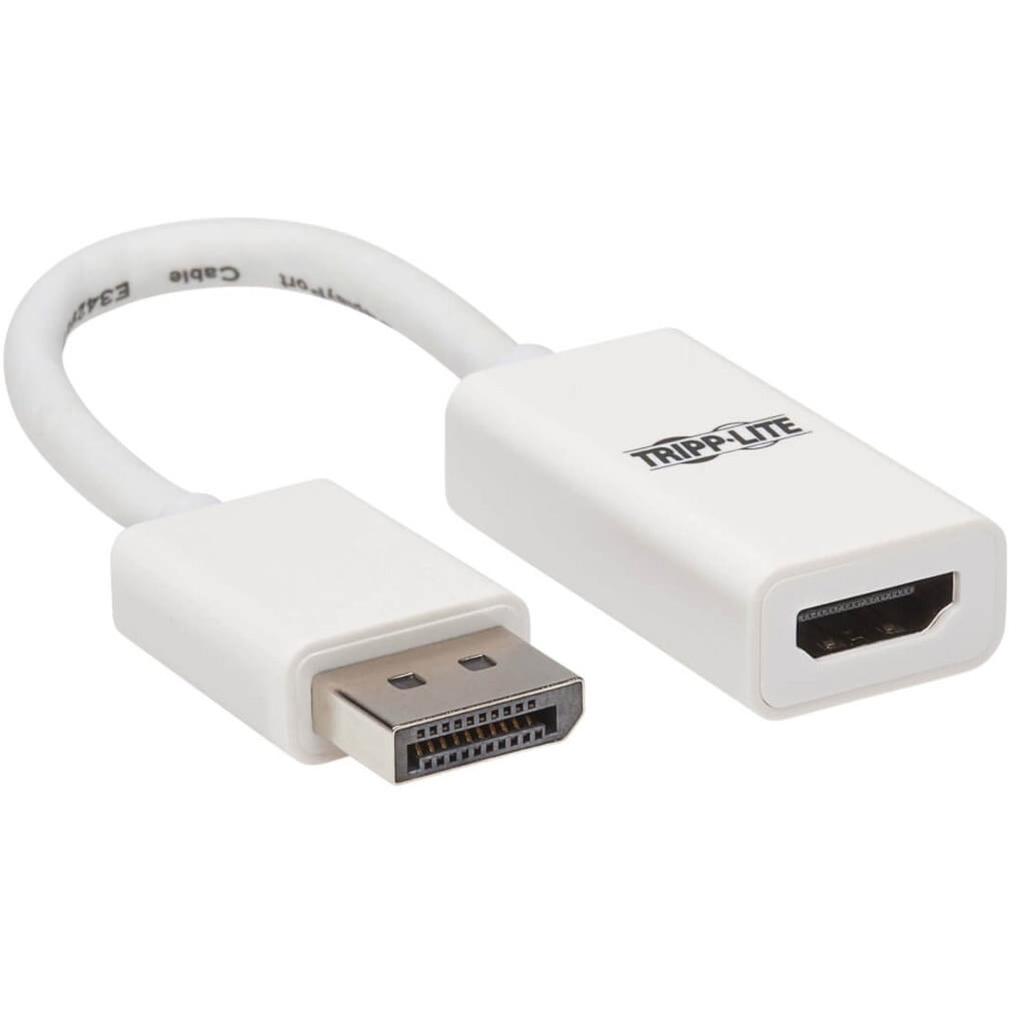 White Tripp Lite DisplayPort to HDMI adapter showing male DisplayPort connector and female HDMI port-alternate-image1