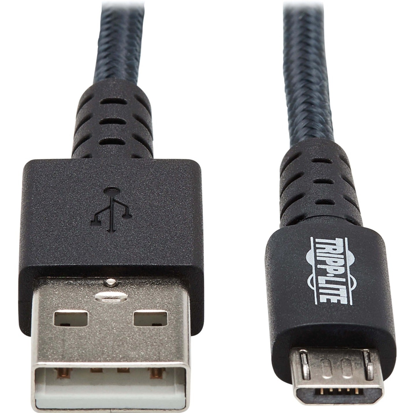 Close-up view of USB-A and Micro-USB connectors showing gold-plated contacts and reinforced strain relief design-alternate-image1