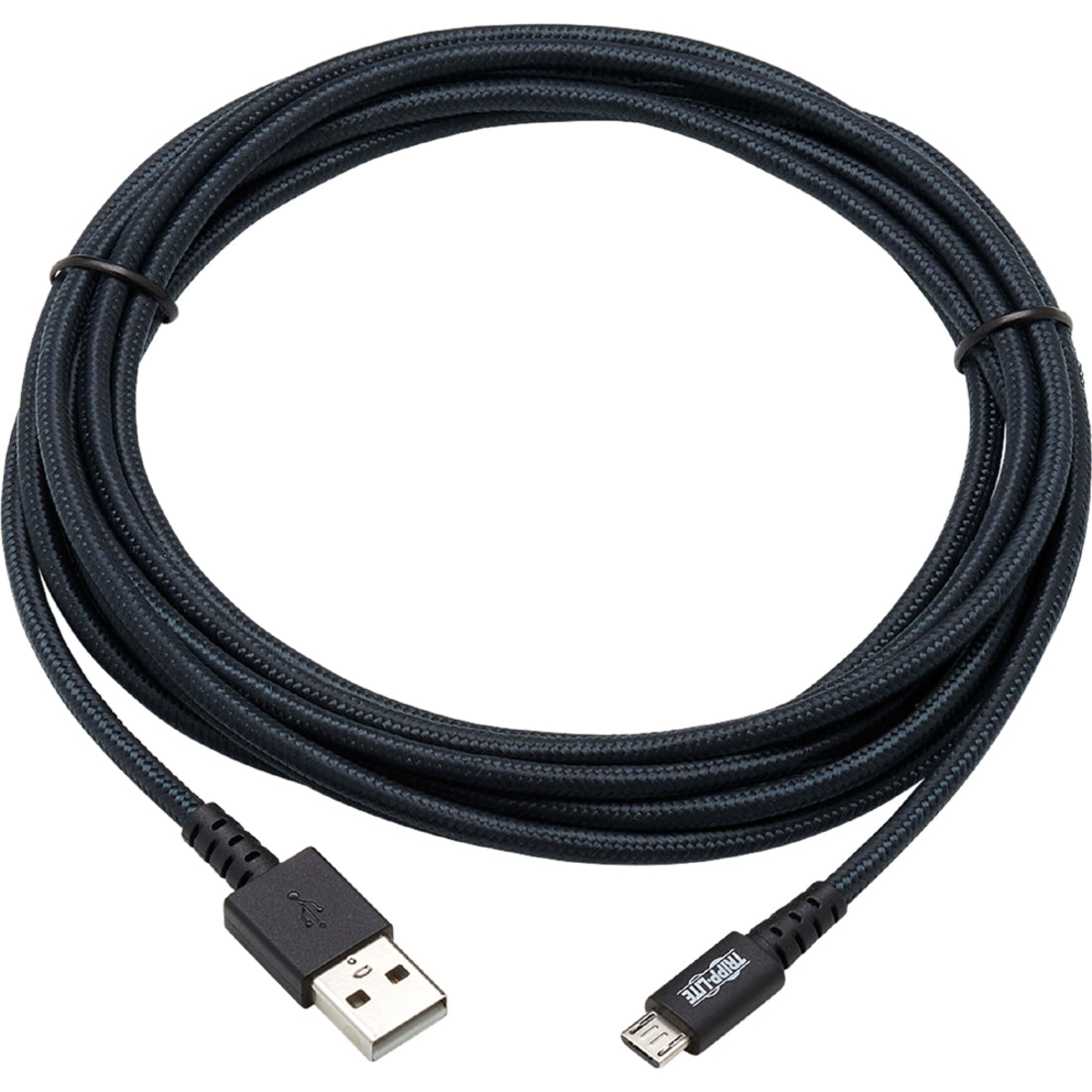 Full length view of gray double-braided nylon USB cable showing premium construction and flexibility-alternate-image2