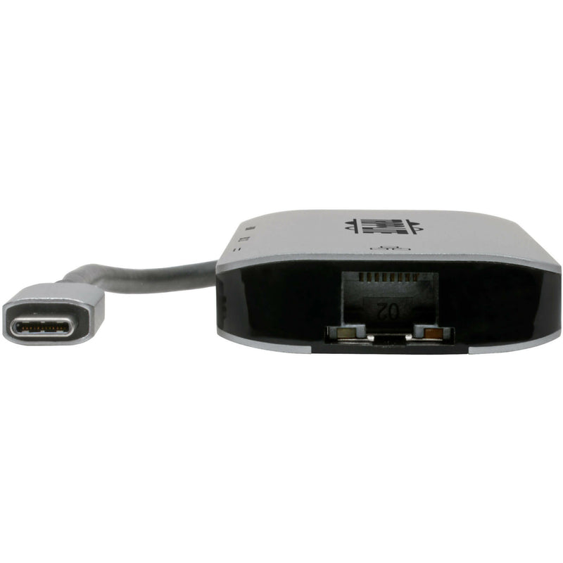 Detail view of Tripp Lite docking station's ethernet port and USB-C connector