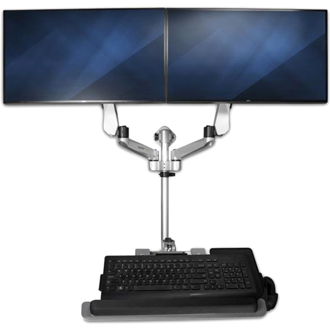 StarTech.com WALLSTSI2 Workstation per Computer a Parete – Premium Doppio Braccio Monitor Braccio Tastiera Scrivania Regolabile in Altezza Seduta-Stand