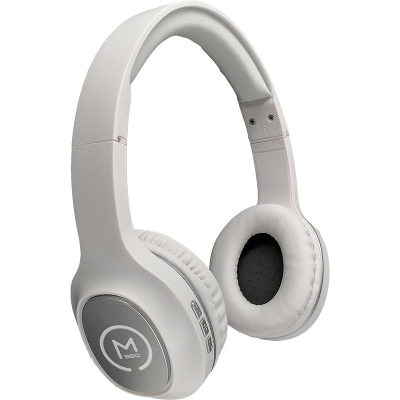 Side view of Morpheus 360 HP4500W wireless headphones in white with silver accents showing premium over-ear design