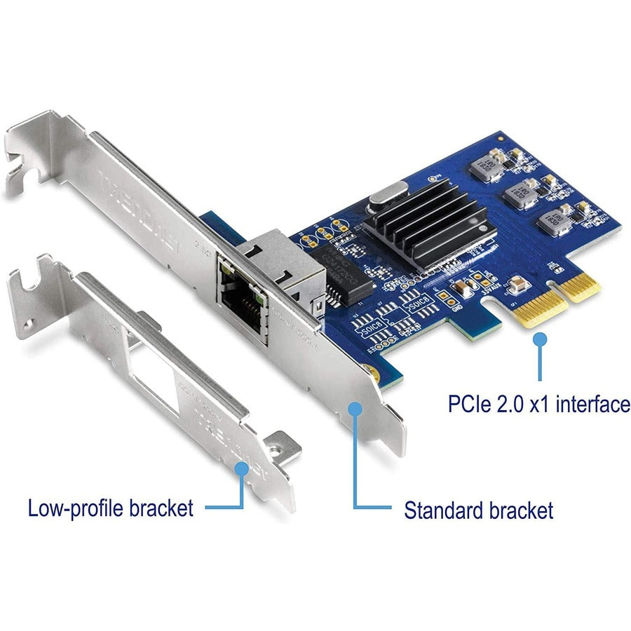 TRENDnet TEG-25GECTX 2.5GBASE-T PCIe Network Adapter, Standard and Low-Profile Brackets Included