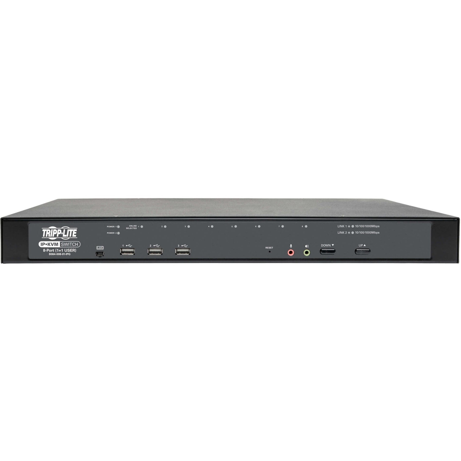 Tripp Lite B064-008-01-IPG 8-Port IP KVM Switch USB VGA PS/2 Rack-Mountable 1U  トリップライト B064-008-01-IPG 8ポート IP KVMスイッチ、USB、VGA、PS/2、ラックマウント可能、1U