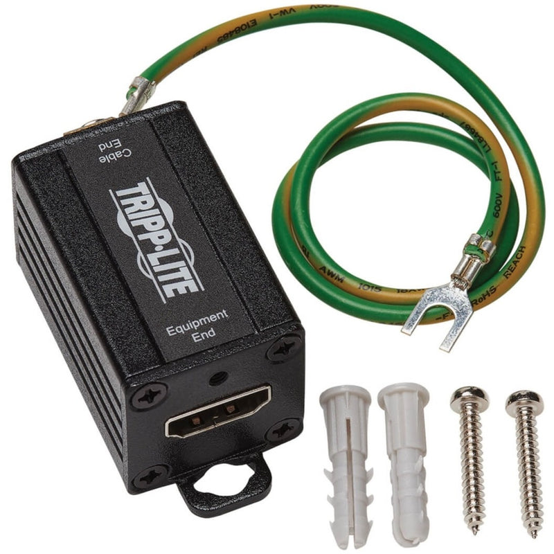 Full package contents of Tripp Lite B110-SP-HDMI including mounting hardware and accessories