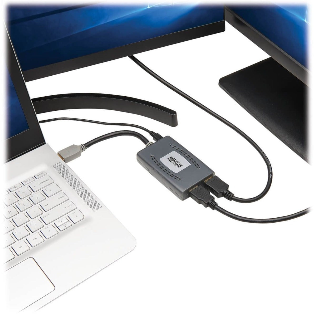 HDMI splitter connected to laptop showing practical usage scenario-alternate-image5