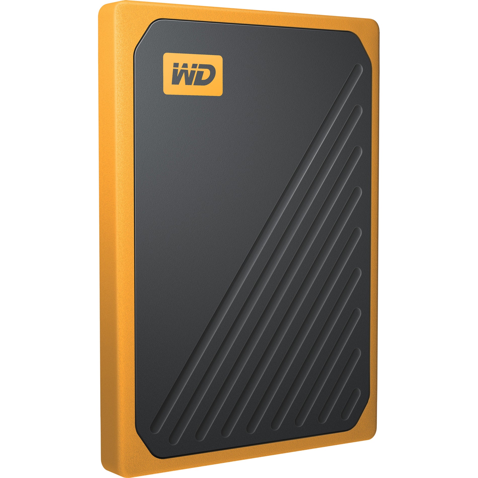 WD WDBMCG5000AYT-WESN My Passport Go Portable SSD with Built-in USB Cable, 500 GB - Black, Amber