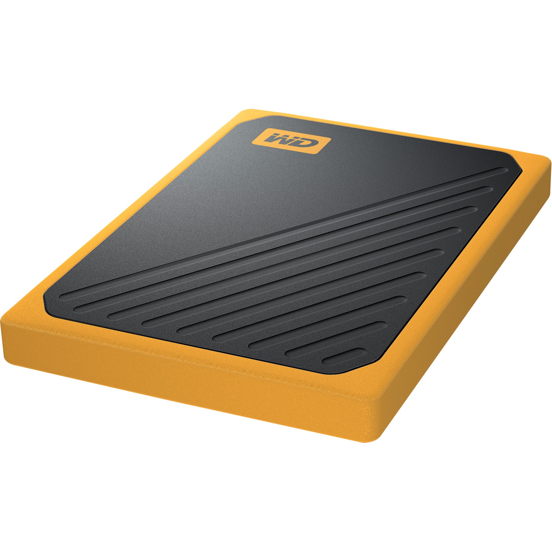 WD WDBMCG5000AYT-WESN My Passport Go Portable SSD with Built-in USB Cable, 500 GB - Black, Amber