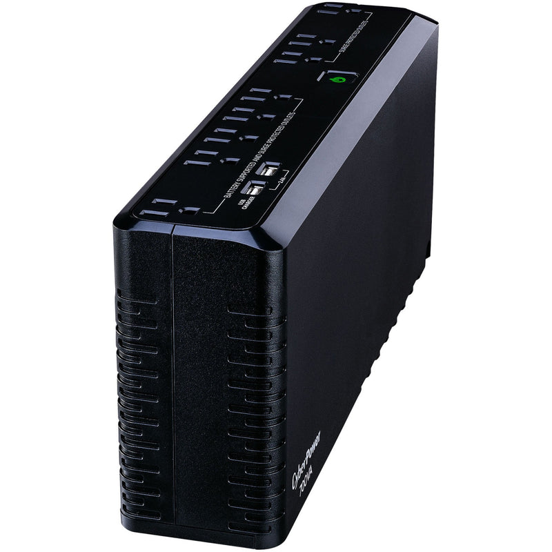 Side view of CyberPower SL700U UPS showing slim vertical design and ventilation