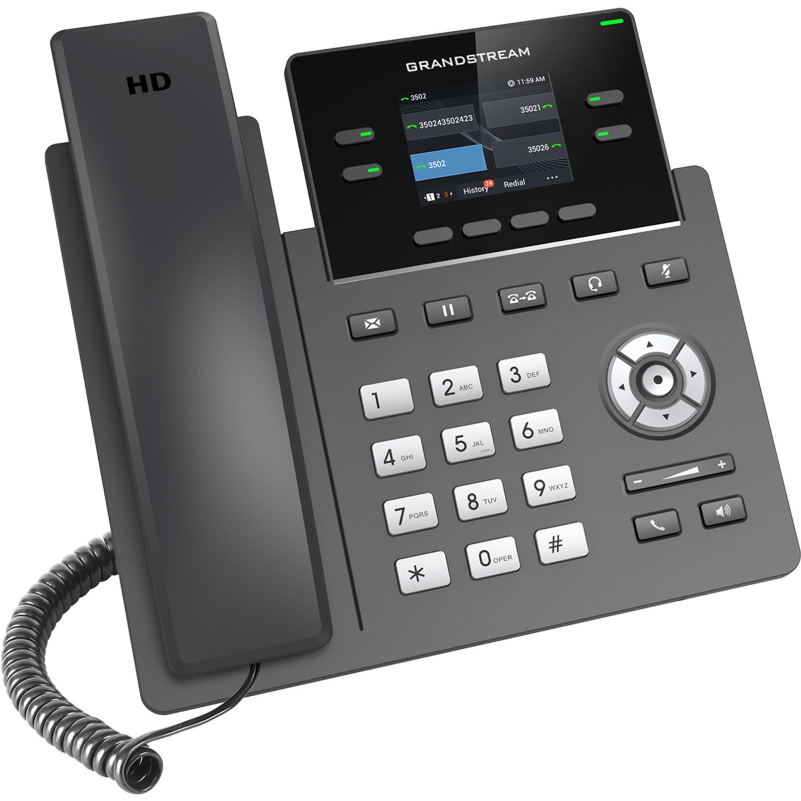 Telefono IP Carrier-Grade a 2 linee Grandstream GRP2612P Display a Colori PoE Montabile a Parete