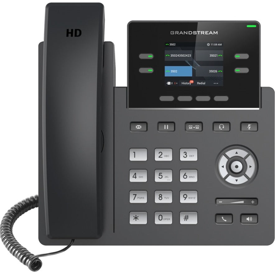 Grandstream GRP2612P Téléphone IP de qualité opérateur à 2 lignes Écran couleur PoE Montable au mur