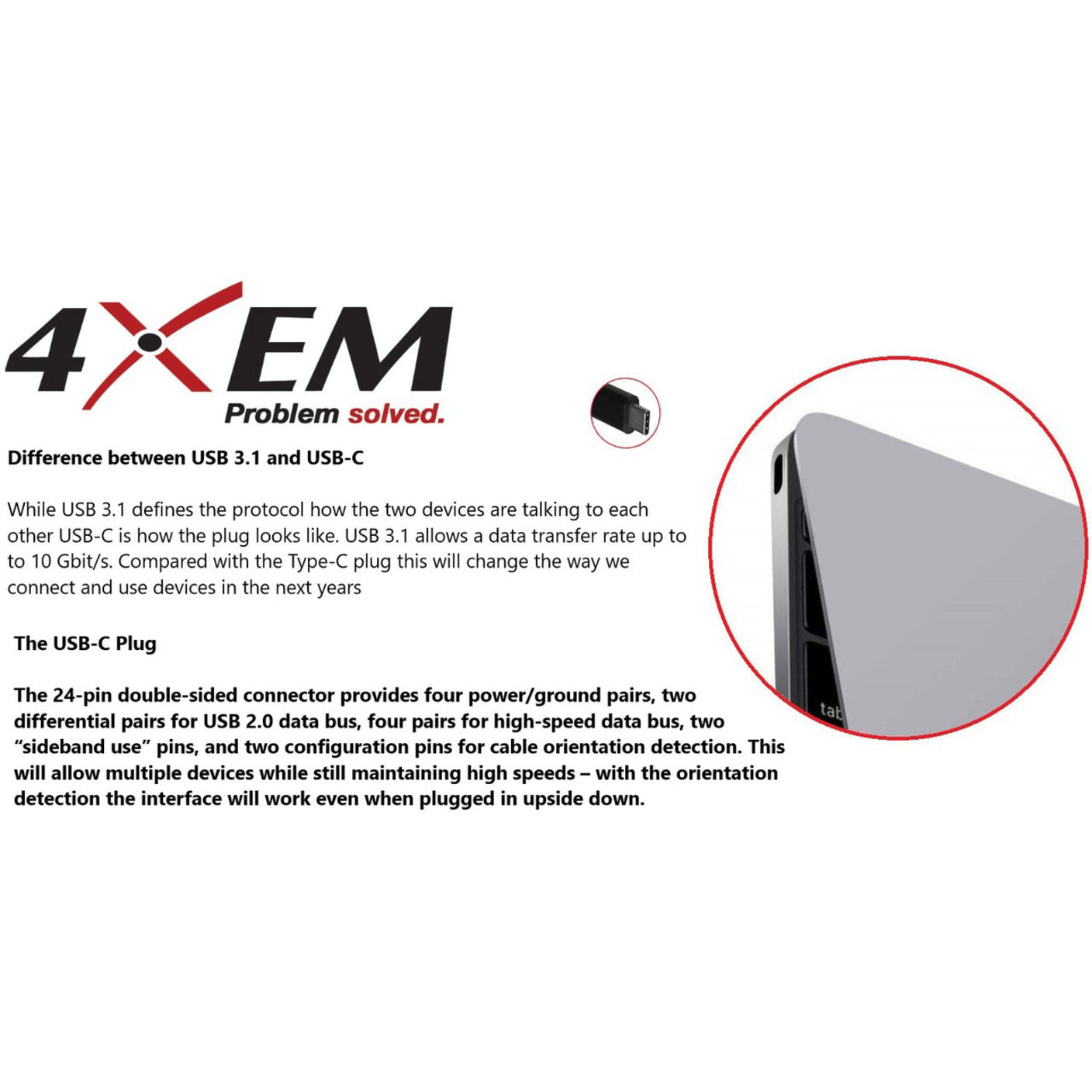 4XEM 4XUSBCDVIAB USB-C to DVI Adapter, Reversible, Shielded, Active, 1920 x 1200 Resolution Supported