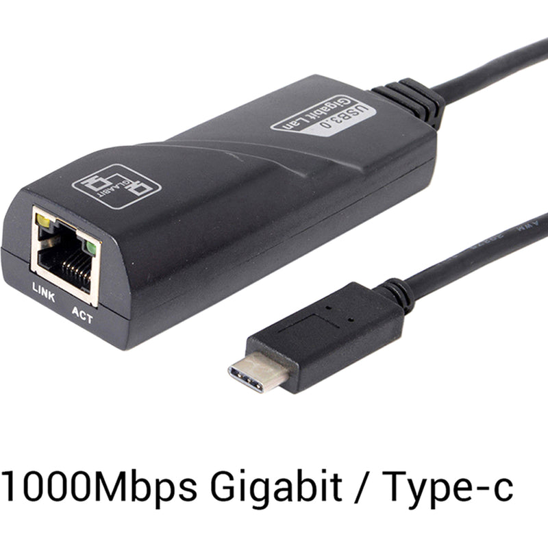 Full product shot of 4XEM USB-C to Gigabit Ethernet adapter with speed indicator