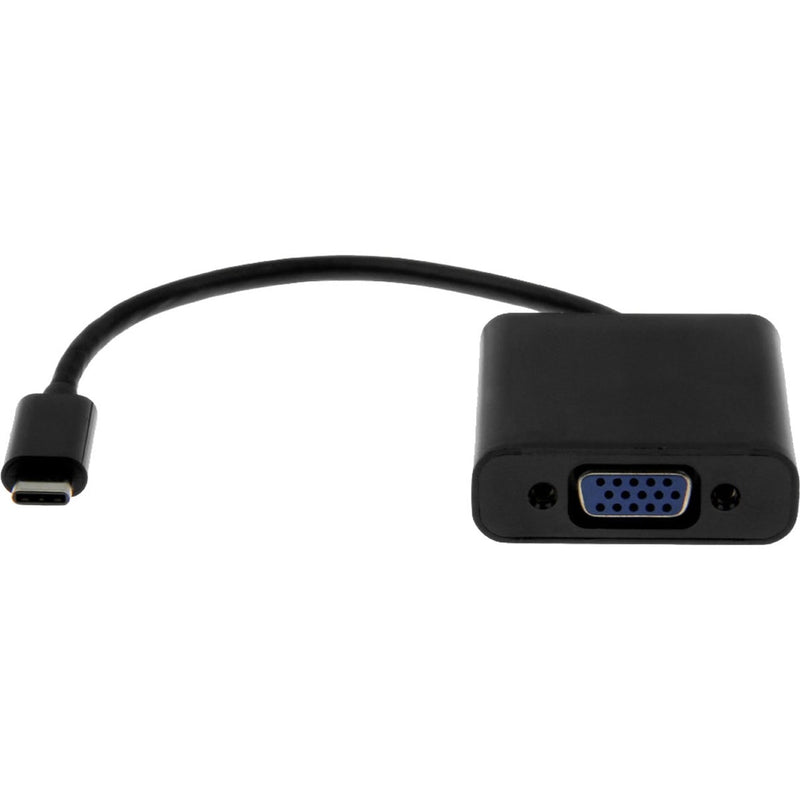 4XEM USB-C to VGA adapter showing black adapter body with USB-C male connector and blue VGA female port