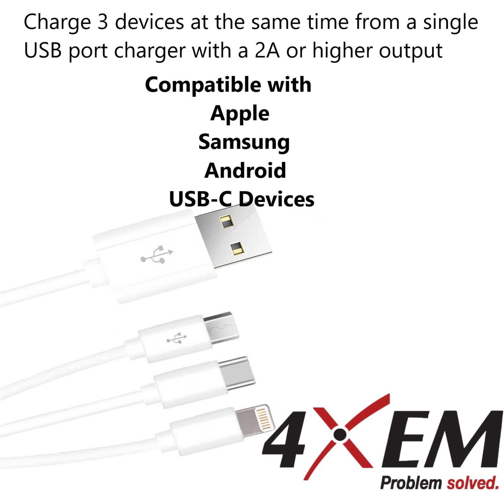 4XUSBMUSB8PINUSBC USB zu Lightning Micro USB und USB Typ C Kabel für iPhone/iPod/iPad/Galaxy Schnelllade- und Sync-Kabel