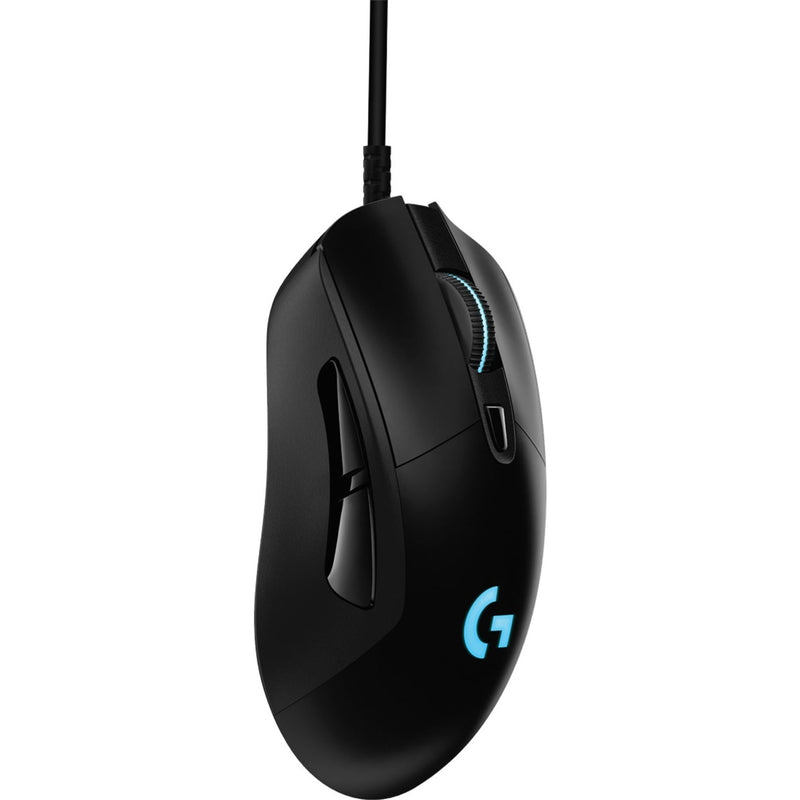 Side view of Logitech G403 HERO gaming mouse showing ergonomic design and button placement