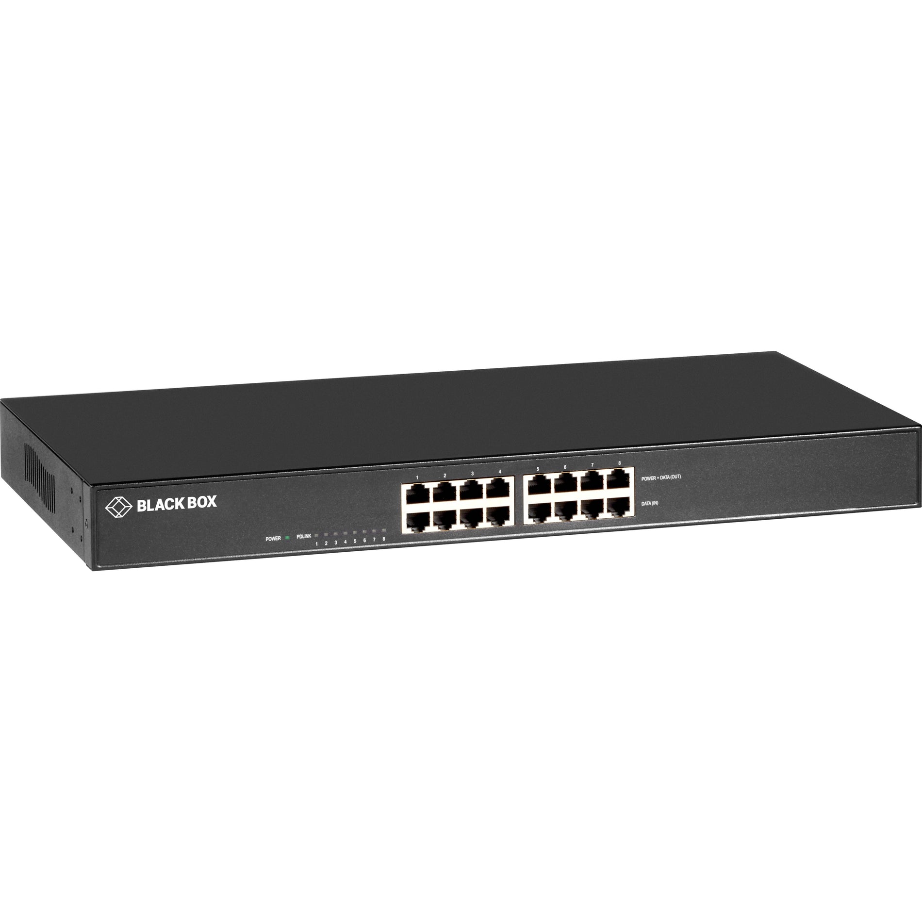 Injecteur ETH Gigabit RJ45 POE+ 10/100/1000BASE-T Black Box LPJ008A-T-R2 802.3at 8PT conforme TAA certifié RoHS et WEEE