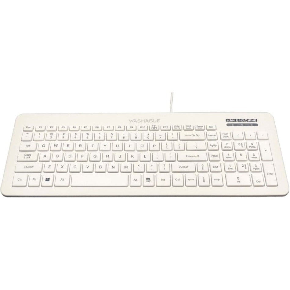 Man & Machine VC/MAG/W5 Very Cool Keyboard, Washable, Removable Cable, IP65 Protection, Built-in Magnet, Adjustable Tilt, Disinfectant, Full-size Keyboard