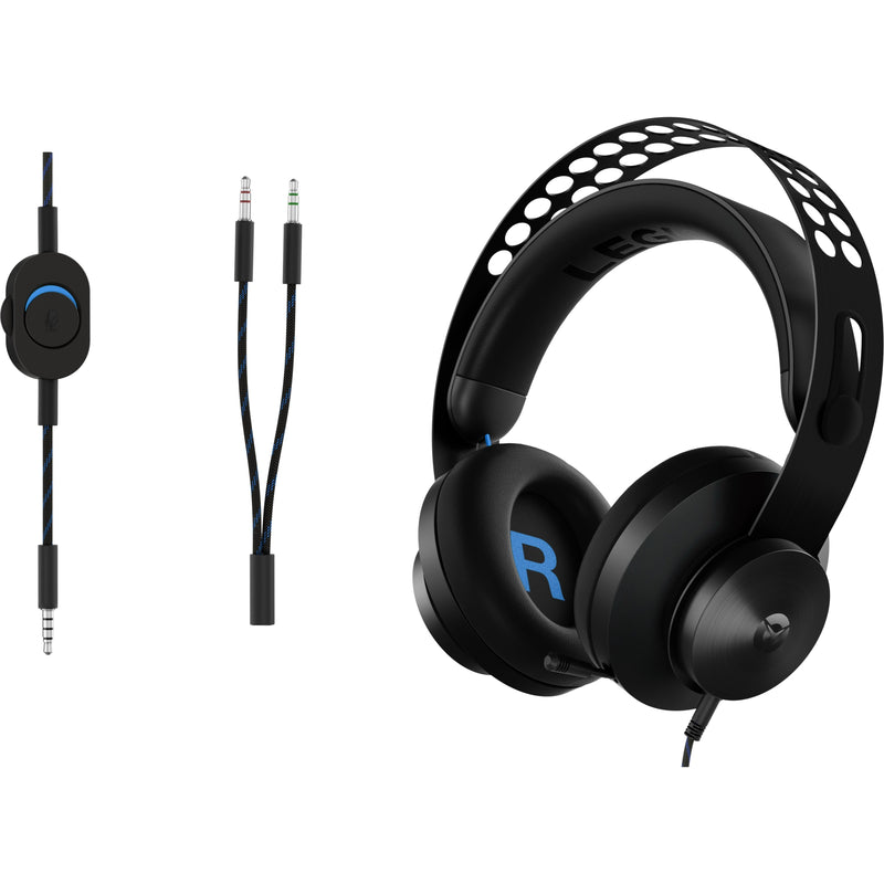 Legion H300 gaming headset with inline control unit and braided cable