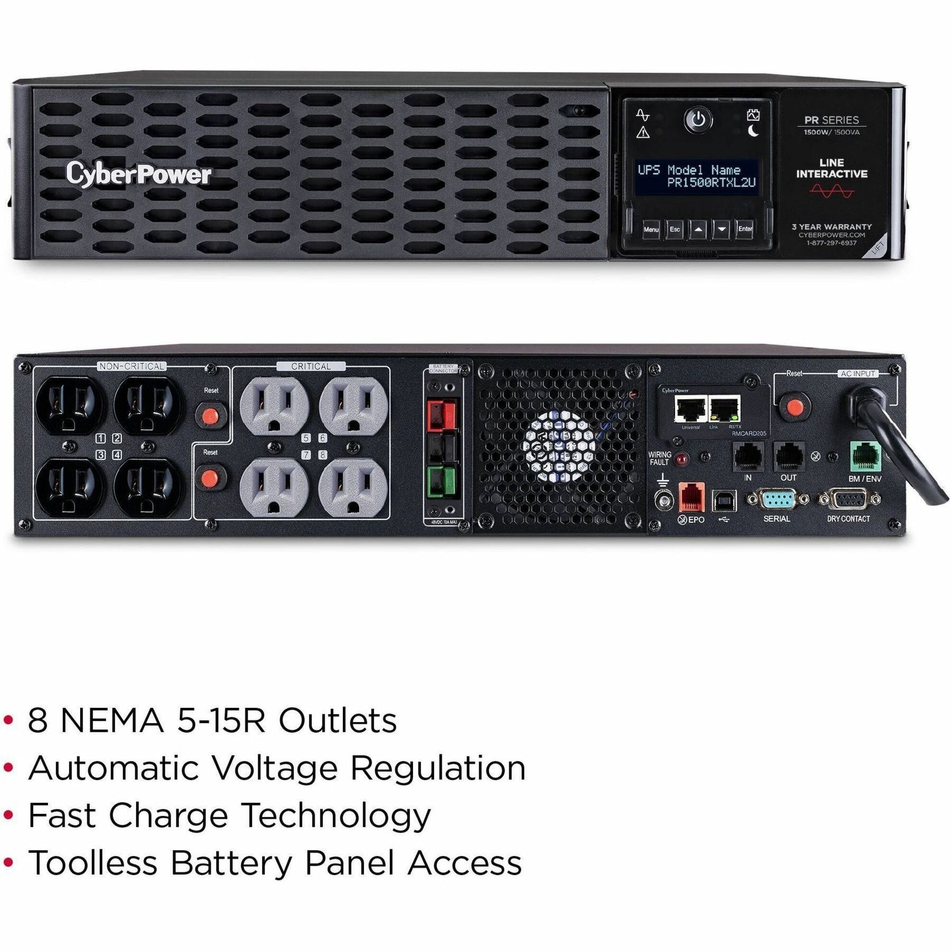 CyberPower Smart App Sinewave PR1500RTXL2UN 1.5KVA Tower/Rack Convertible UPS [Discontinued]