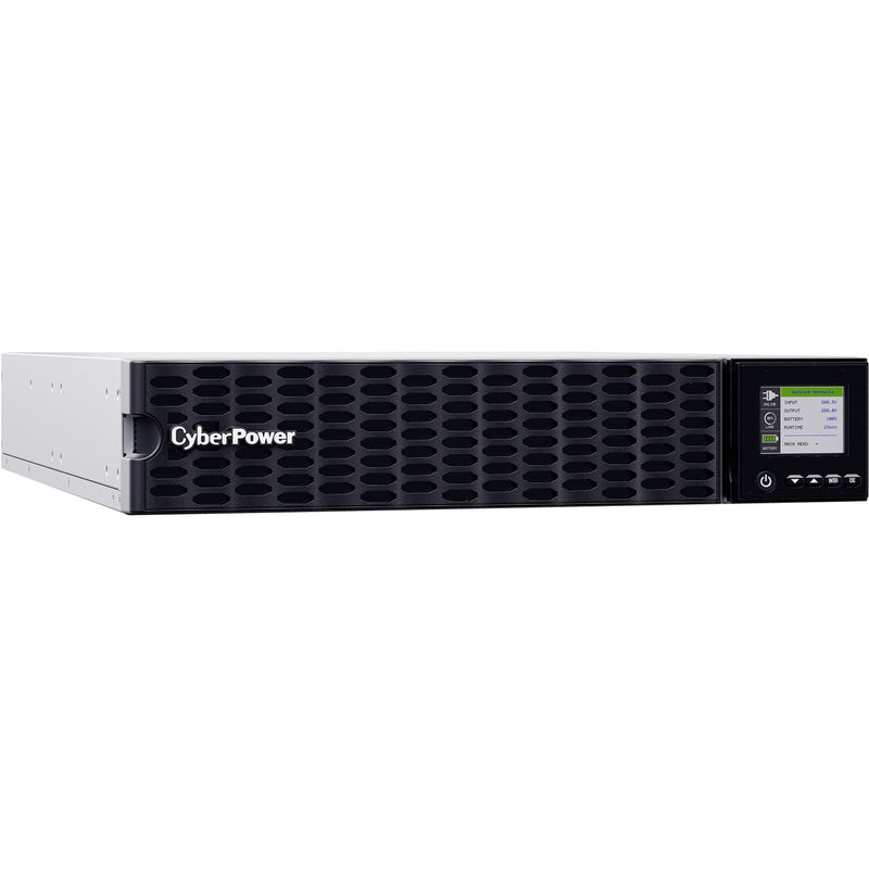 Side angle view of CyberPower OL5KRTHD UPS showing rack mounting capabilities