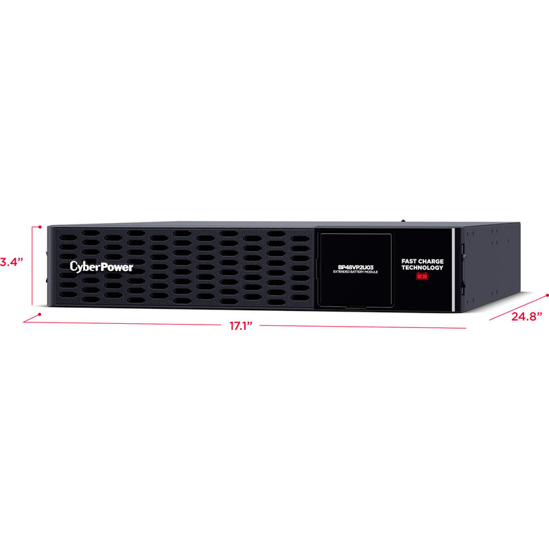 Dimensional view of CyberPower BP48VP2U03 showing 2U rack measurements