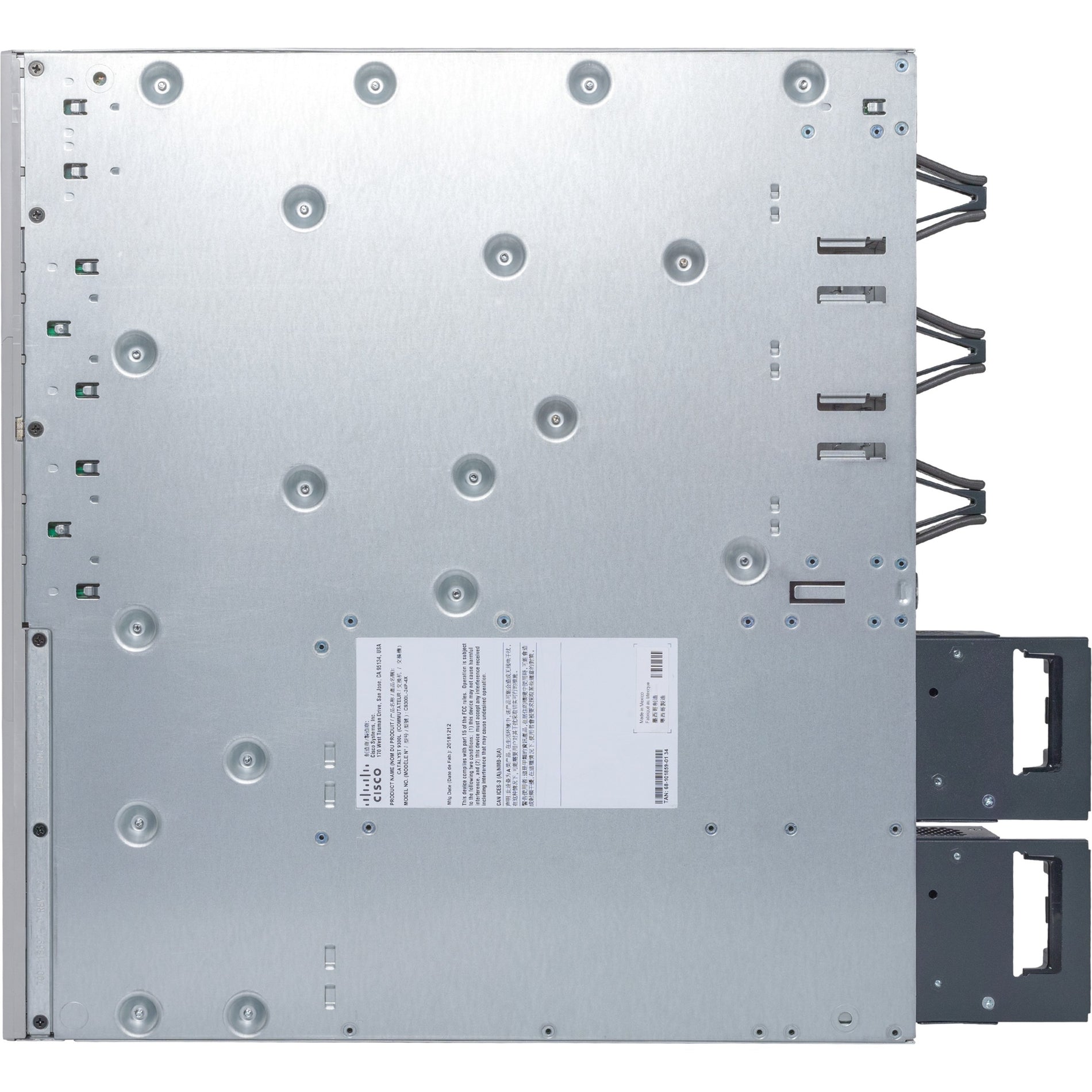 Bottom view of Cisco Catalyst 9300 switch showing mounting points and chassis design-alternate-image4