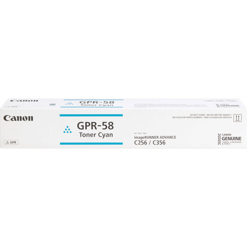 Canon GPR-58 Original Cyan Toner Cartridge in retail packaging for imageRUNNER ADVANCE C256/C356 printers